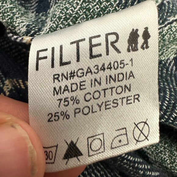 Filter Men's Plaid Button Down Shirt Size L Blue Long Sleeved - Picture 5 of 5